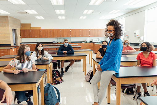 High school students and teenagers in the classroom at their high school